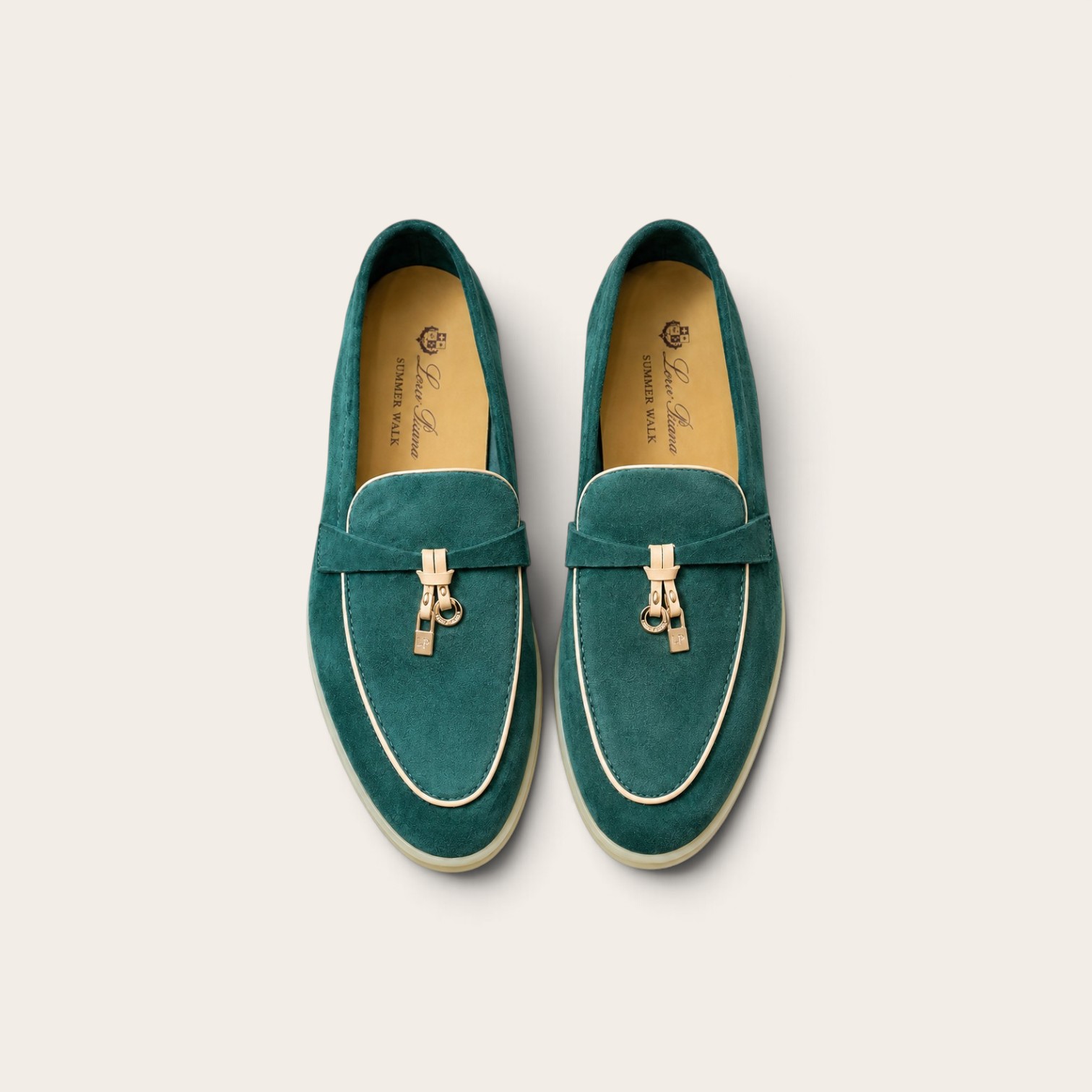 Loro Piana Summer Charms Walk Loafer Suede – Blackish Green/Apricot - Image 3