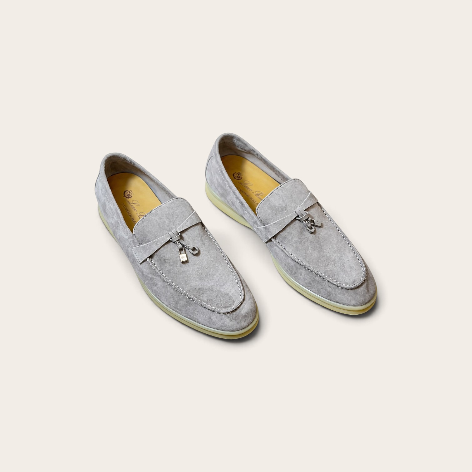 Loro Piana Summer Charms Walk Loafer Suede – Gray White