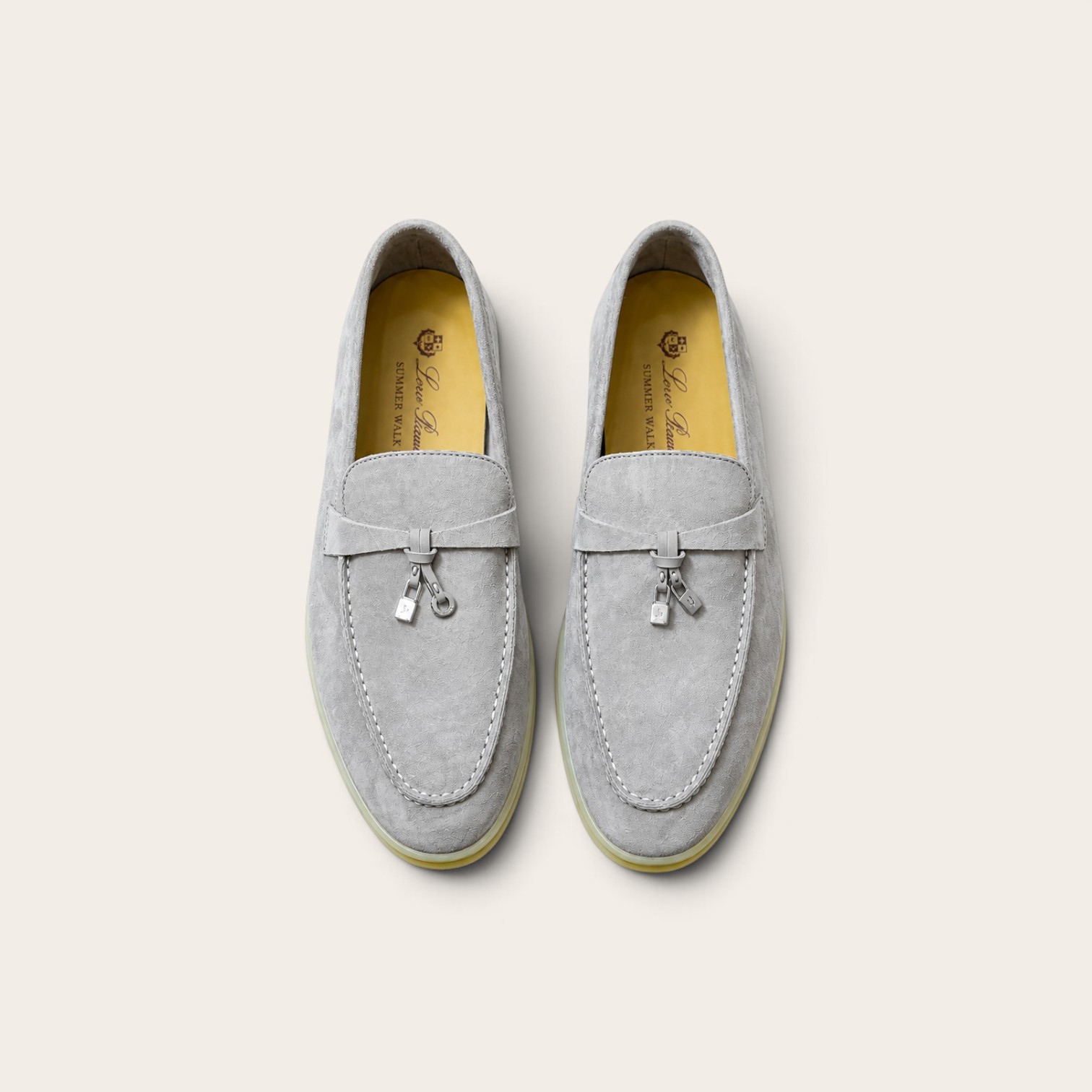 Loro Piana Summer Charms Walk Loafer Suede – Gray White - Image 3