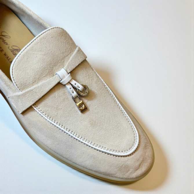 Loro Piana Summer Charms Walk Loafer Suede – Beige/White