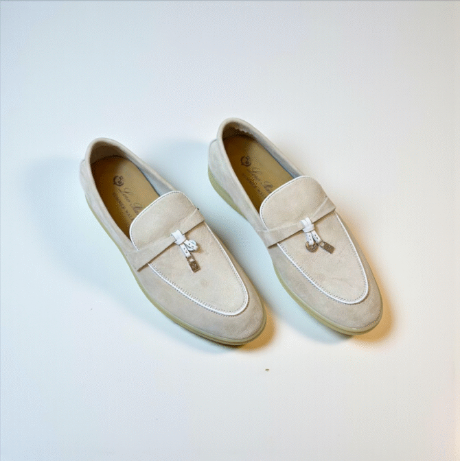 Loro Piana Summer Charms Walk Loafer Suede – Beige/White