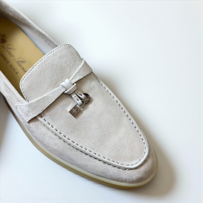 Loro Piana Summer Charms Walk Loafer Suede – Pearl White