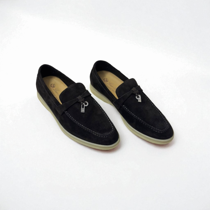 Loro Piana Summer Charms Walk Loafer Suede – Black Coffee