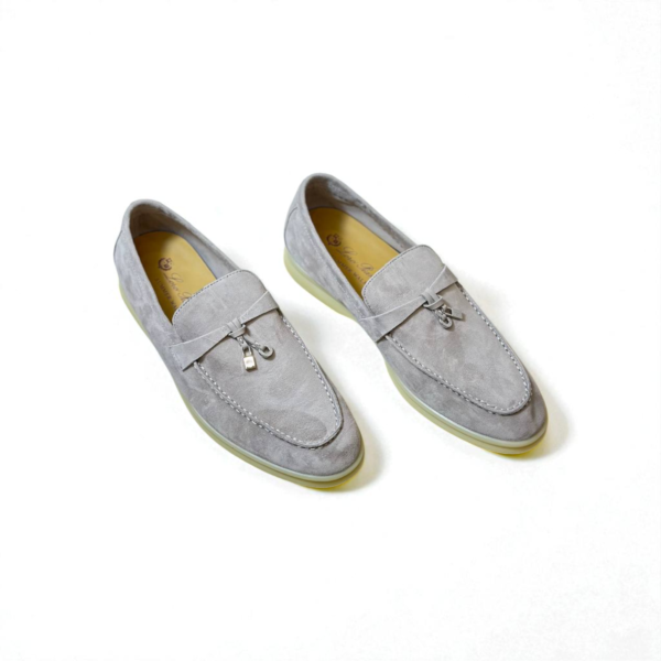 Loro Piana Summer Charms Walk Loafer Suede – Gray White