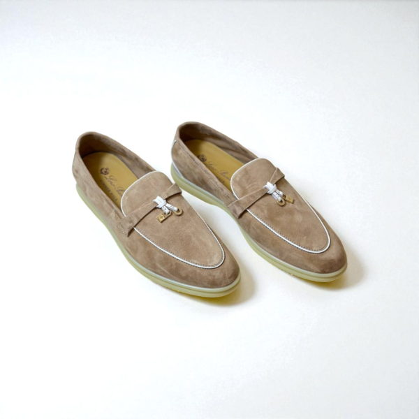 Loro Piana Summer Charms Walk Loafer Suede – Milk Apricot/White