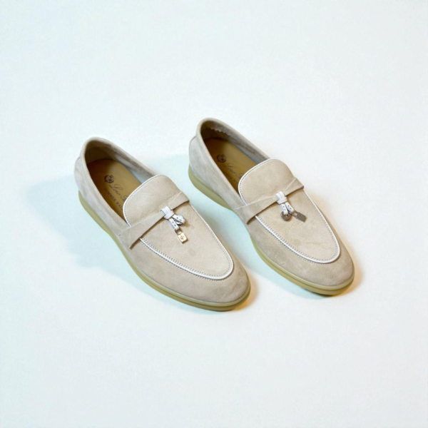 Loro Piana Summer Charms Walk Loafer Suede – Beige/White