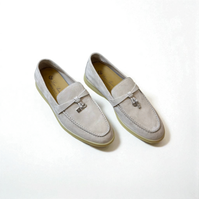 Loro Piana Summer Charms Walk Loafer Suede – Pearl White
