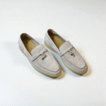 Loro Piana Summer Charms Walk Loafer Suede – Pearl White