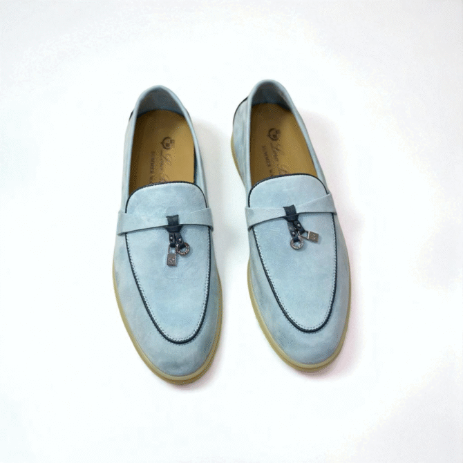 Loro Piana Summer Charms Walk Loafer Suede – L.Green/Gray Blue