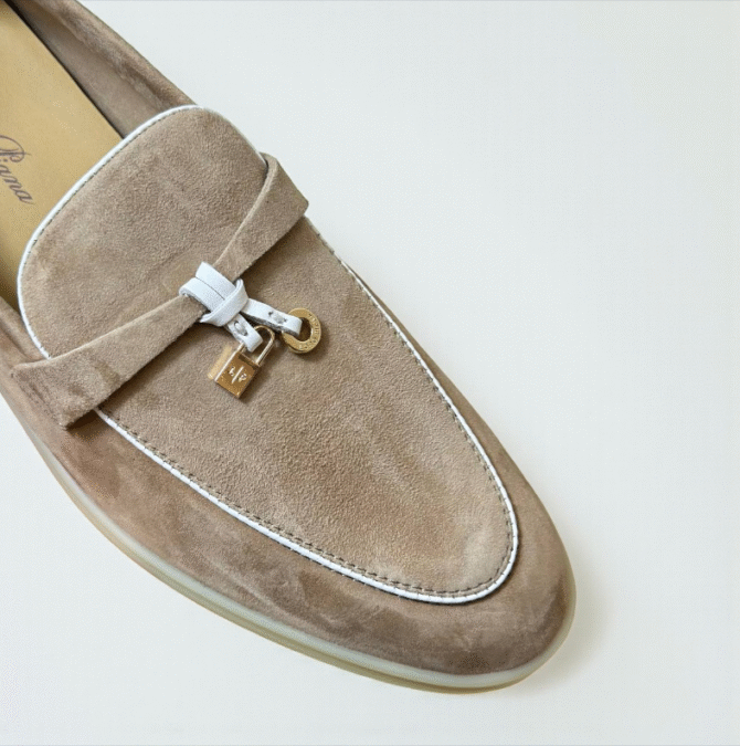 Loro Piana Summer Charms Walk Loafer Suede – Milk Apricot/White