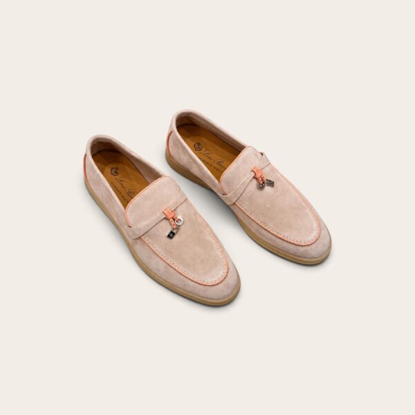 Loro Piana Summer Charms Walk Loafer Suede - Sand Stone and Pink