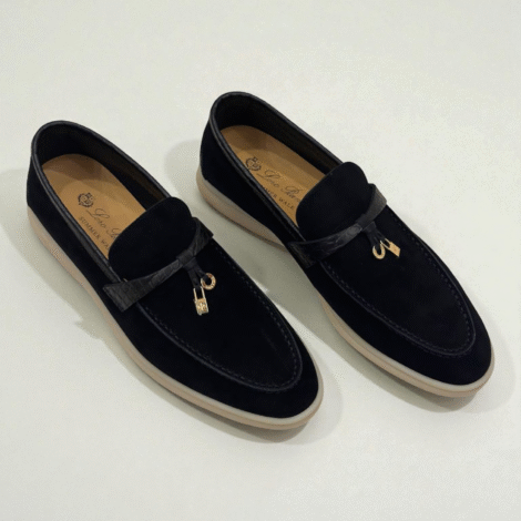 Loro Piana Summer Charms Walk Loafer Suede – Black & Alligator Leather