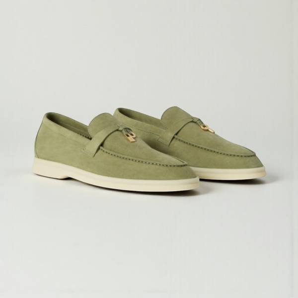 Loro Piana Summer Charms Walk Loafer Suede - Green Tea