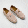 Loro Piana Summer Charms Walk Loafer Suede - Sand Stone and Pink