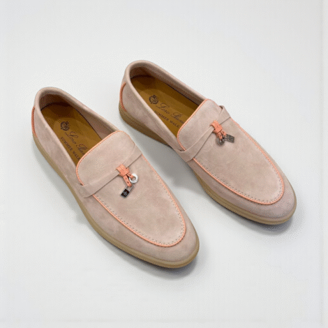 Loro Piana Summer Charms Walk Loafer Suede - Sand Stone and Pink