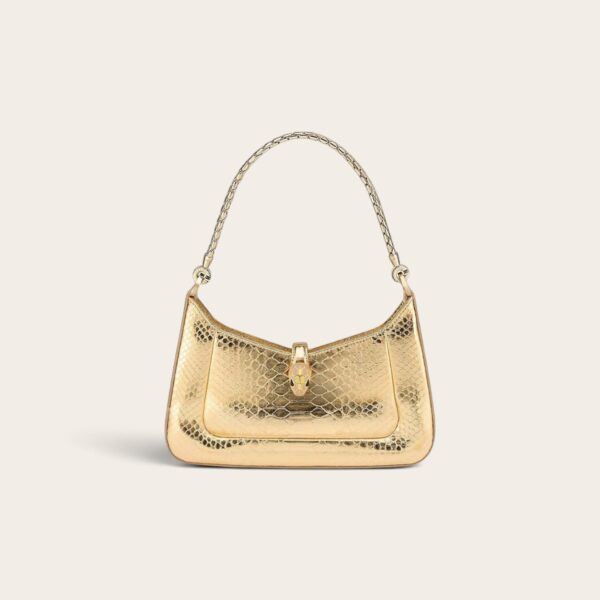Serpenti Metallic Python Shoulder Bag In Gold
