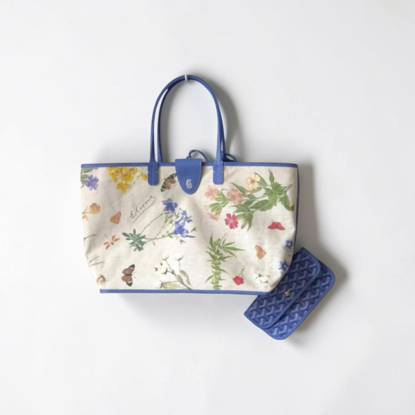 Goyard Saint Louis PM Floral Print Large Handbag Blue