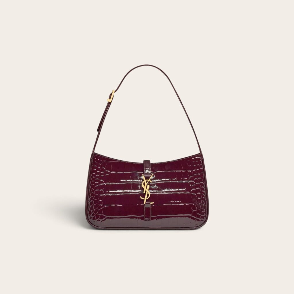 YSL Crocodile-embossed Shiny Leather