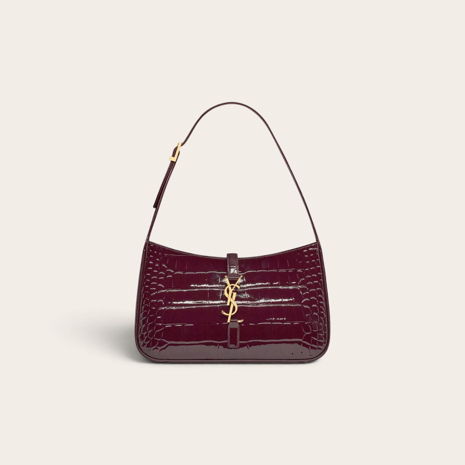 YSL Crocodile-embossed Shiny Leather