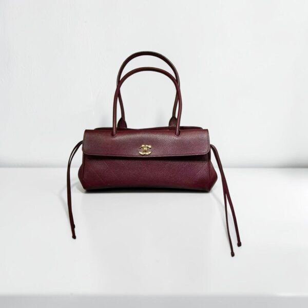 Chanel Calfskin Stitched Burgundy Bag