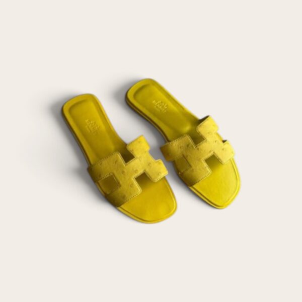 Hermes Ostrich Oran Sandal - Yellow