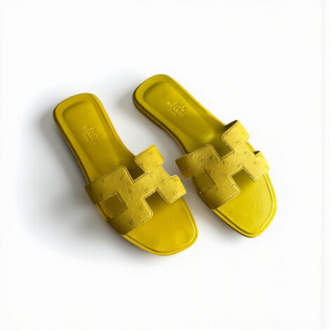 Hermes Ostrich Oran Sandal - Yellow